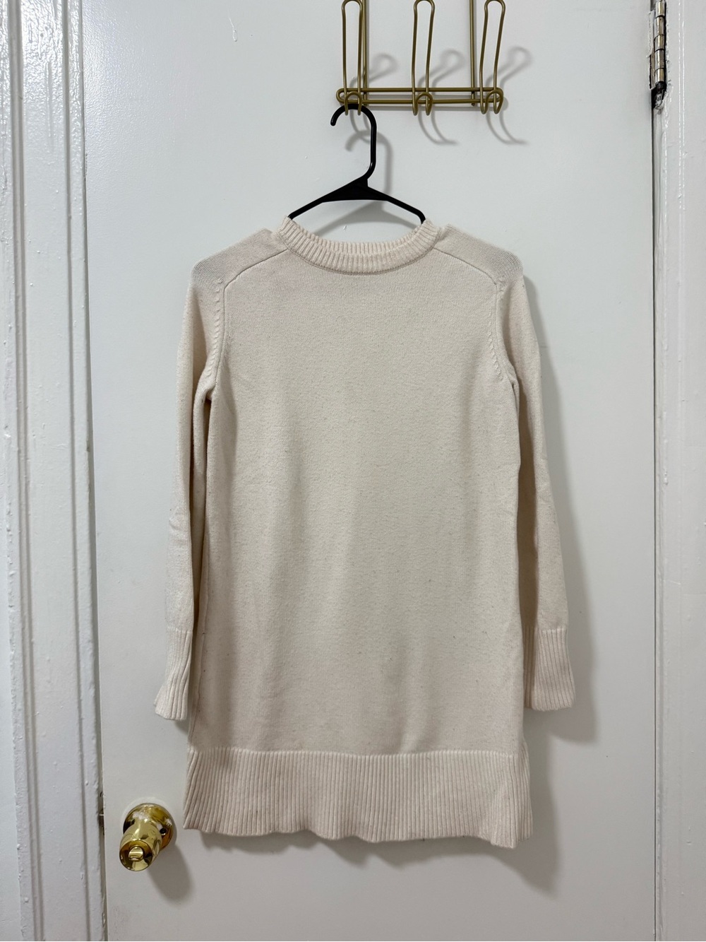 Zara Cream Long Sleeve Knit Shift Dress
